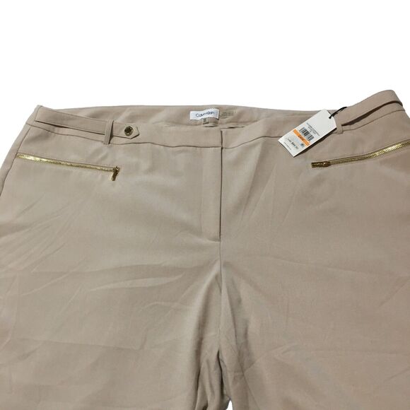 Calvin Klein Womens Plus Business Professional Straight Leg Beige Pants- 24W - Picture 3 of 6